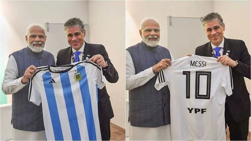 जन्मदिन पर मोदी को मेसी का अनोखा तोहफा: वर्ल्ड कप जर्सी