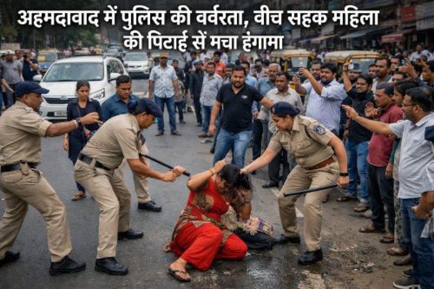 अहमदाबाद में पुलिस की बर्बरता का आरोप, बीच सड़क महिला की पिटाई से मचा हंगामा