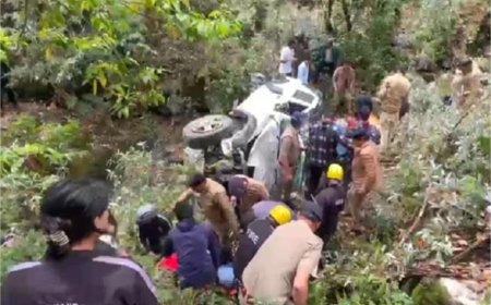 कैंची धाम से लौटते समय बड़ा हादसा: 80 फीट गहरी खाई में गिरी थार, भवाली मार्ग पर अफरा-तफरी