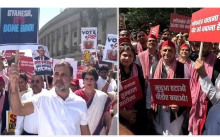 दिल्ली मार्च में साथ दिखे राहुल-अखिलेश, लेकिन कम हुई नजदीकी